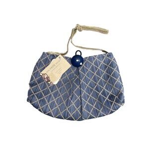 One Sassy Saque Bag Blue Beige Handmade One of A Kind